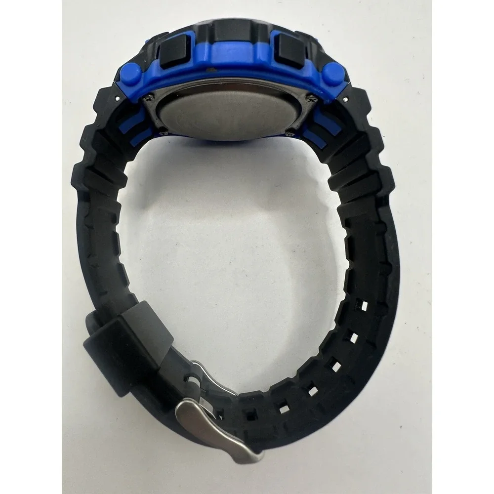 Armitron Mens Pro Sport Watch 45/7101 Blue Bezel Black‎ Resin Band Easy Read X